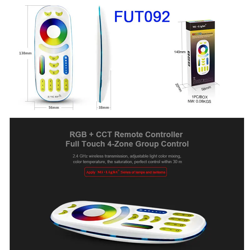 Mi. Светильник 2,4G беспроводной RF RGB CCT RGBWW пульт дистанционного управления, FUT091/FUT092/FUT095/FUT096/FUT098/FUT005/FUT006/FUT007/FUT089 - Цвет: FUT092