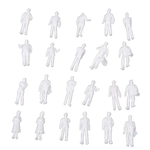 

100pcs HO Scale 1:100 White Model People Unpainted Train Figures