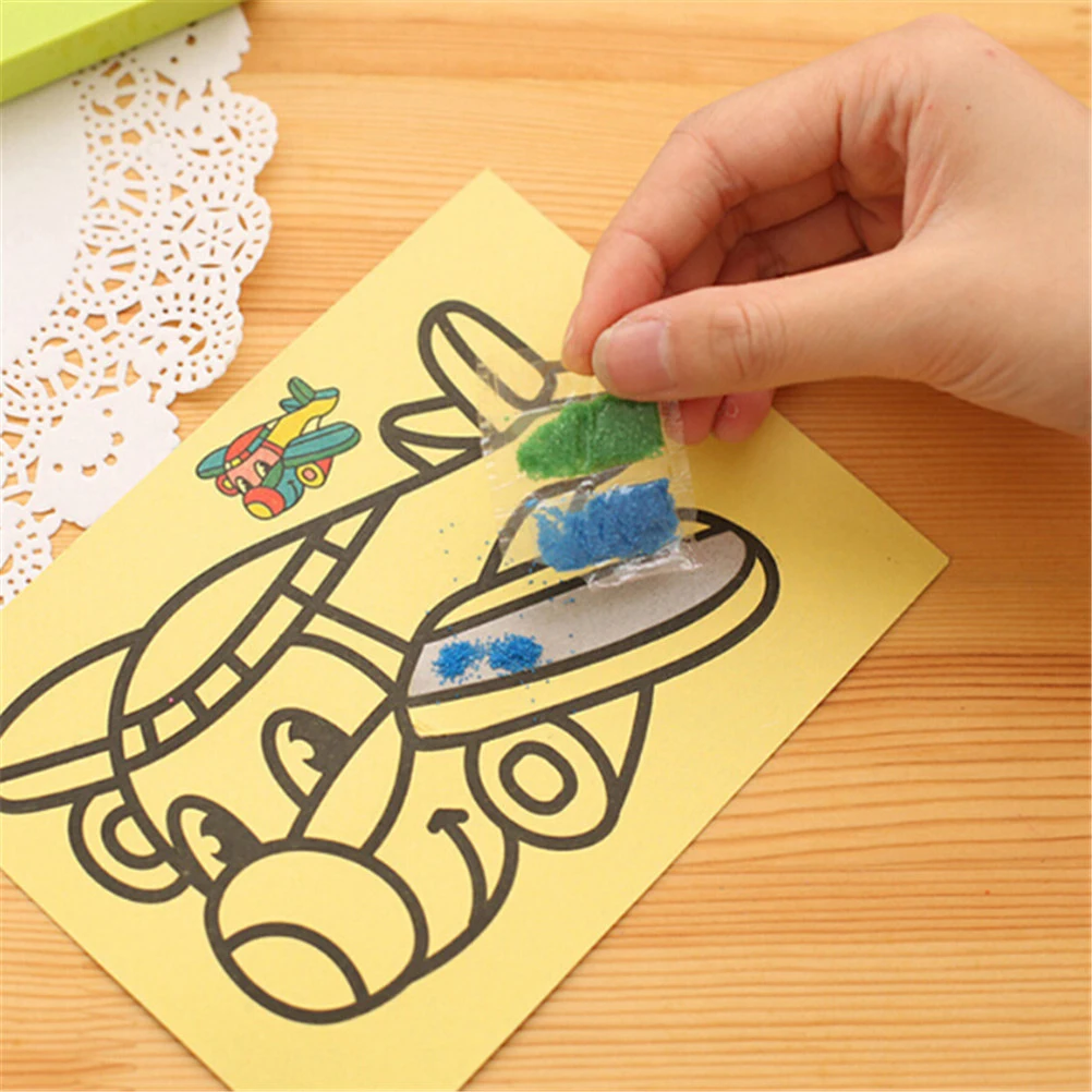5/10 pièces enfants bricolage couleur sable peinture Art créatif dessin jouets sable papier Art artisanat jouets pour les enfants