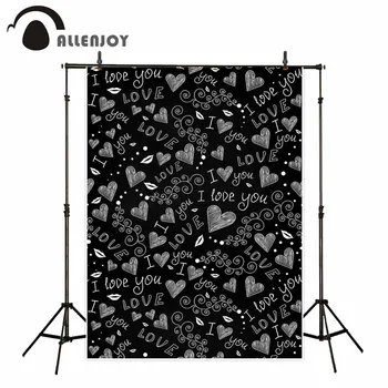 

Allenjoy photographic background Black chalk painting love romance romance backdrop photocall professional customize for studio