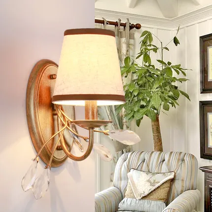 

Europe Modern Style Bedside Gold Iron Alloy LED E27 Wall Sconces Lamp Indoor Lighting with White Cloth Shade For Bedroom Decor