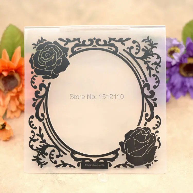 

Rose Round Frame Plastic Embossing Folder For Scrapbook DIY Album Card Tool Plastic Template 15.2x15.2cm KW673157