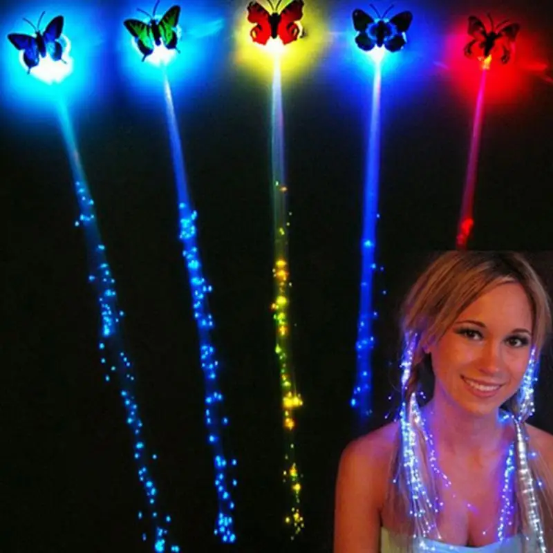Красочный светильник-бабочка, косички, светодиодный парик, светящийся, светодиодный, заколка для волос, декоративные шпильки для волос Ligth Up, шоу, Хэллоуин, вечерние