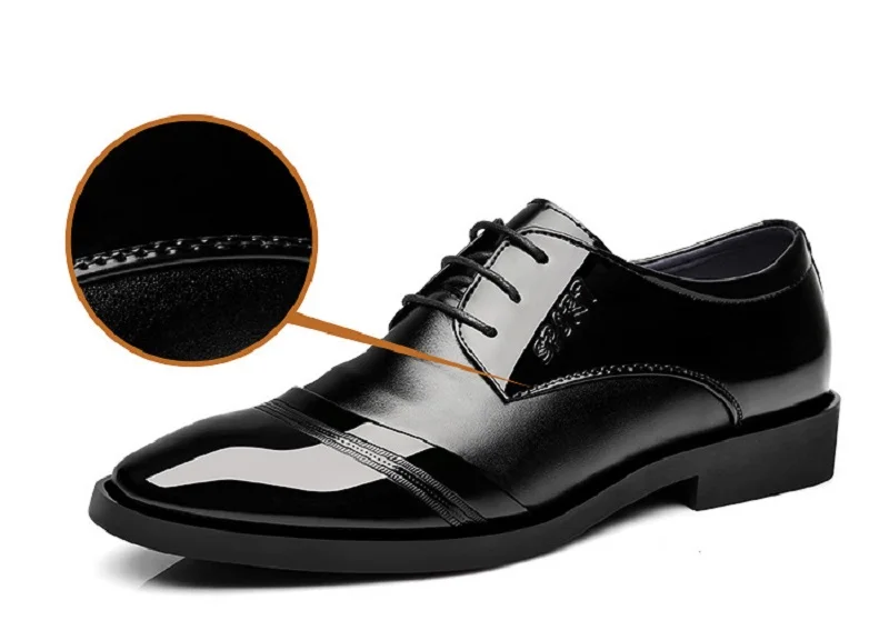 New Spring Autumn Man Dress Shoes Point Toe Leather Breathable Lace Up Business Wedding Italian Leather Oxford Shoes for Men (10)