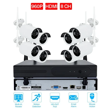 

8CH CCTV System Wireless 720P/960P/1080P NVR 8PCS IR Outdoor Waterproof P2P Wifi IP CCTV Security Camera System Surveillance Kit
