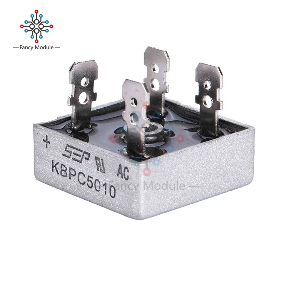 

1Pcs 50A 1000V Metal Case Single Phases Diode Bridge Rectifier KBPC5010 AL