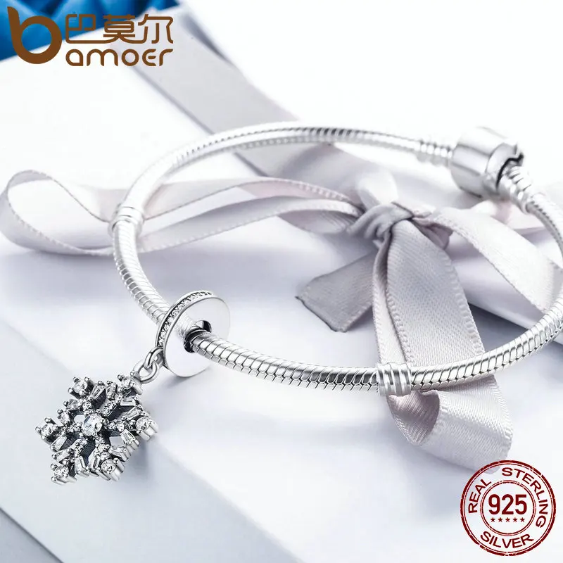 Goedkoop Bamoer Hoge Kwaliteit 925 Sterling Zilveren Sneeuwvlok Charms Fit Originele Armband Vrouwen Hanger Sieraden Maken SCC266