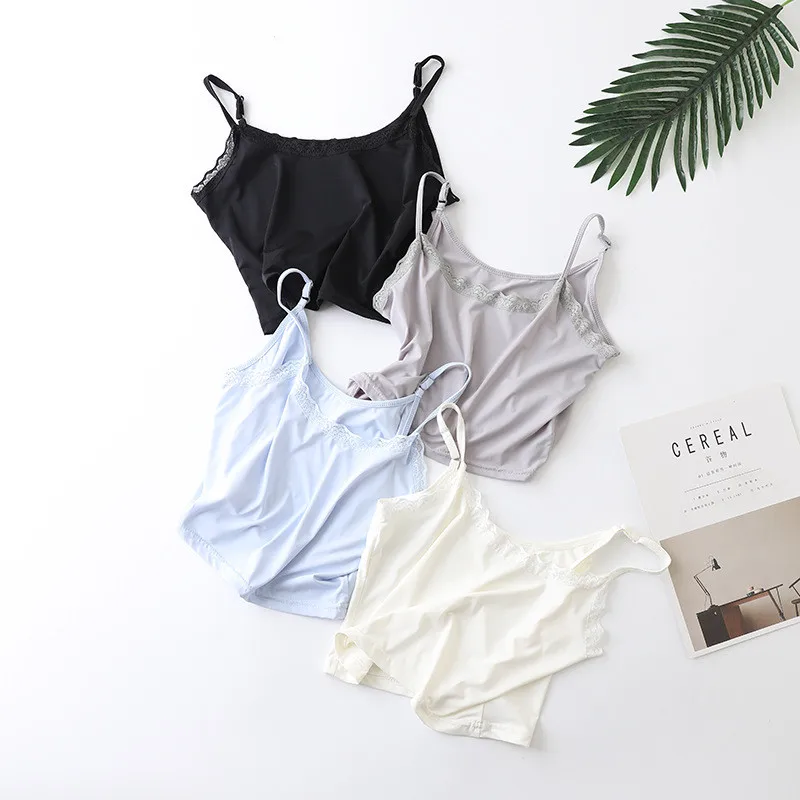 

Women Lace Strap Wrapped Chest Shirt Top Underwear Female Camisole Black White Woman Summer Casual Shoulder Vest Crop Top