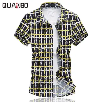 

New Summer 2019 Mens Slim Fit Plaid Short sleeve shirt Fashion Hawaiian Shirt Plus size Casual Slimming Shirs camisa 6XL