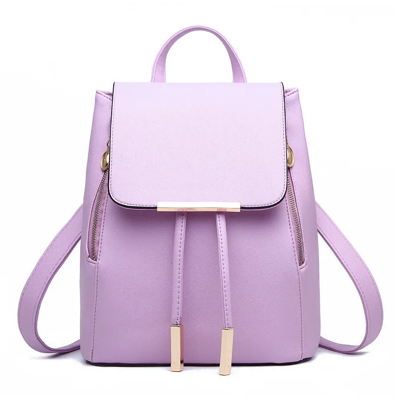 Purple Высококачественный модный кожаный рюкзак для женщин, модная школьная сумка для девочек-подростков, женский рюкзак для путешествий, повседневный рюкзак Mochila - Цвет: Purple