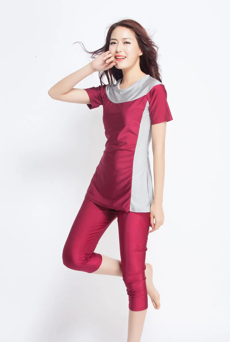 XS 3XL женский Мусульманский купальник с коротким рукавом скромный консервативный