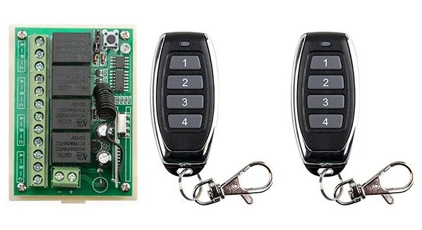

NEW DC12V 4CH 10A Radio Controller RF Wireless Push Remote Control Switch 2 Transmitter +1 Receiver /lamp/ window/Garage Doors