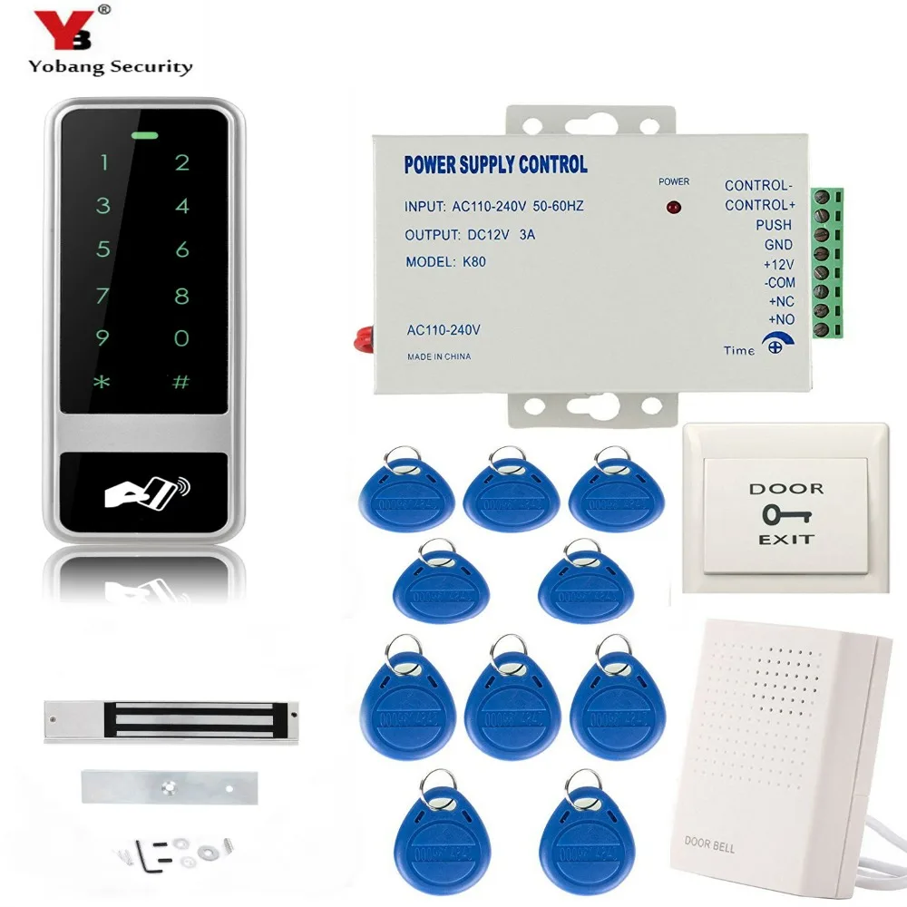 Yobang безопасности RFID управление доступом водонепроницаемый сенсорной клавиатурой цифровой панель Card Reader Электрический магнитный замок