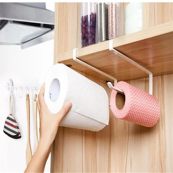 

New Iron Kitchen Tissue Holder Hanging Bathroom Toilet Roll Paper Holder Towel Rack Kitchen Cabinet Door Hook Holder Roll Holder