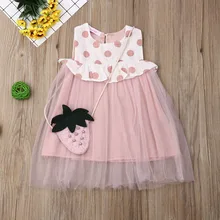 Pudcoco/Летняя одежда для маленьких девочек льняное фатиновое платье с сумочкой редис летний сарафан без рукавов