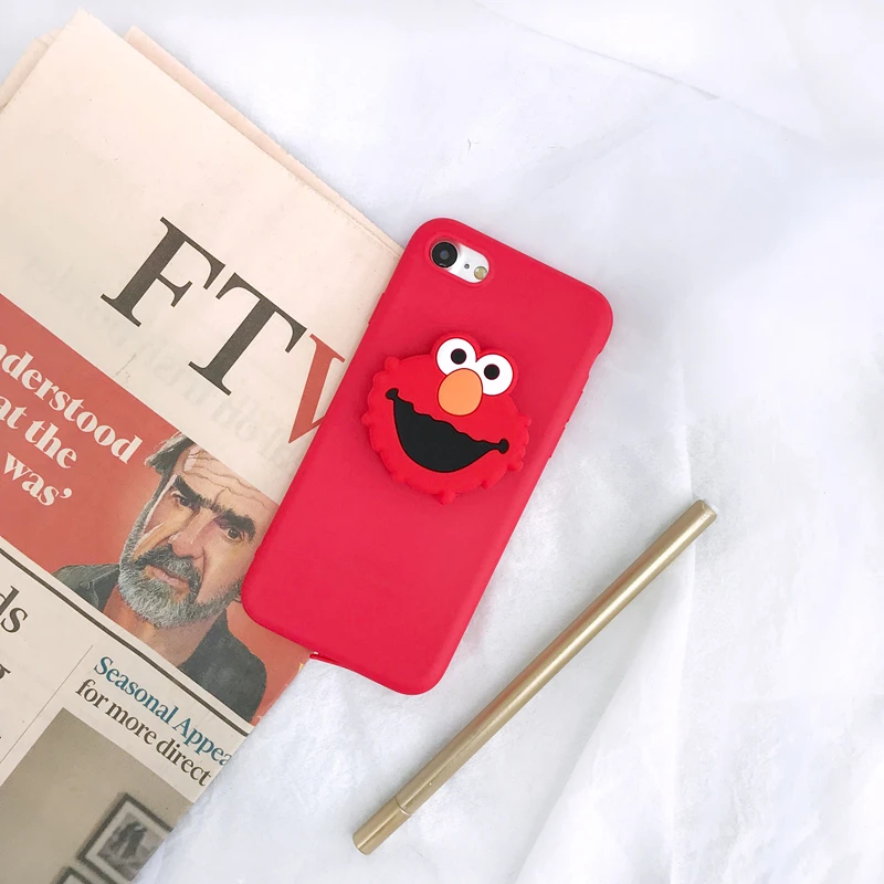 3D cute ELMO MyMelody Holder Ring case for iphone 5 S 6 7 8 plus X XR XS MAX cover for Samsung galaxy S7edge S8 S9 Note 8 9