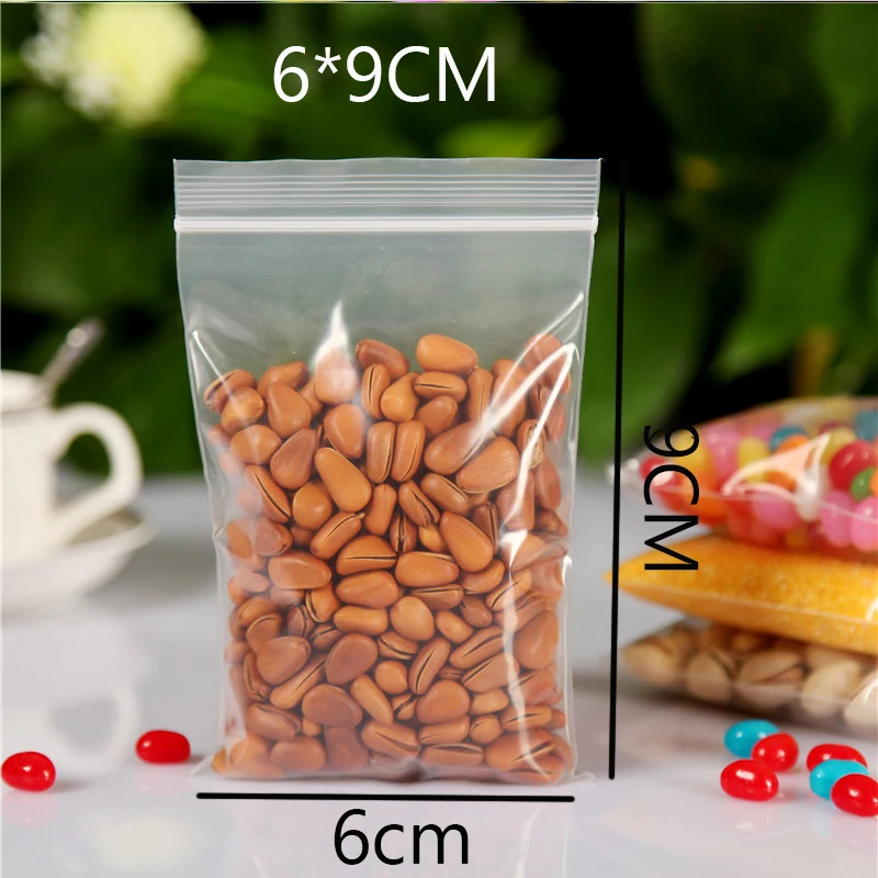Wholesale 200pcs/lot 6x9cm Clear Zip Lock Pouch Bag Recyclable Thick