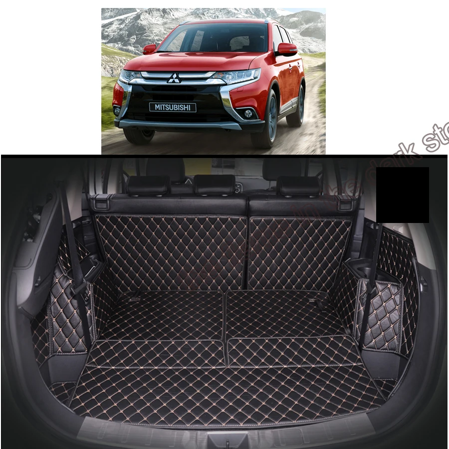 lsrtw2017 fiber leather font b car b font trunk mat for mitsubishi outlander 2013 2014 2015