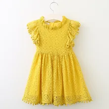 Menoea для девушек платья для девочек Милая Летнее кружевное платье принцессы с бахромой, детская одежда для девочек полые вечерние платья а-силуэта детская Костюмы