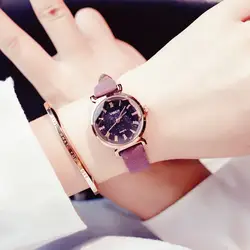 2019 Лидирующий бренд для женщин часы браслет контракт кожа хрустальные наручные часы Женское платье женские кварцевые часы Dropshiping