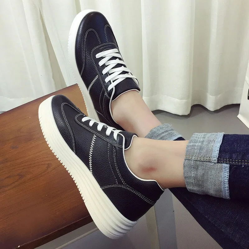 Günstige Sommer Weiße Turnschuhe Frauen Kausalen Schuhe Plattform Korb Femme Höhe Zunehmende Damen Runde Kappe Weibliche Tenis Feminino Schwarz 44