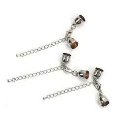 DoreenBeads медный шнур торцевые колпачки круглые тусклые серебряные цветные ювелирные изделия (подходит для шнура 8,8 мм) 7,5 см (3 ") длинные-7 см (2