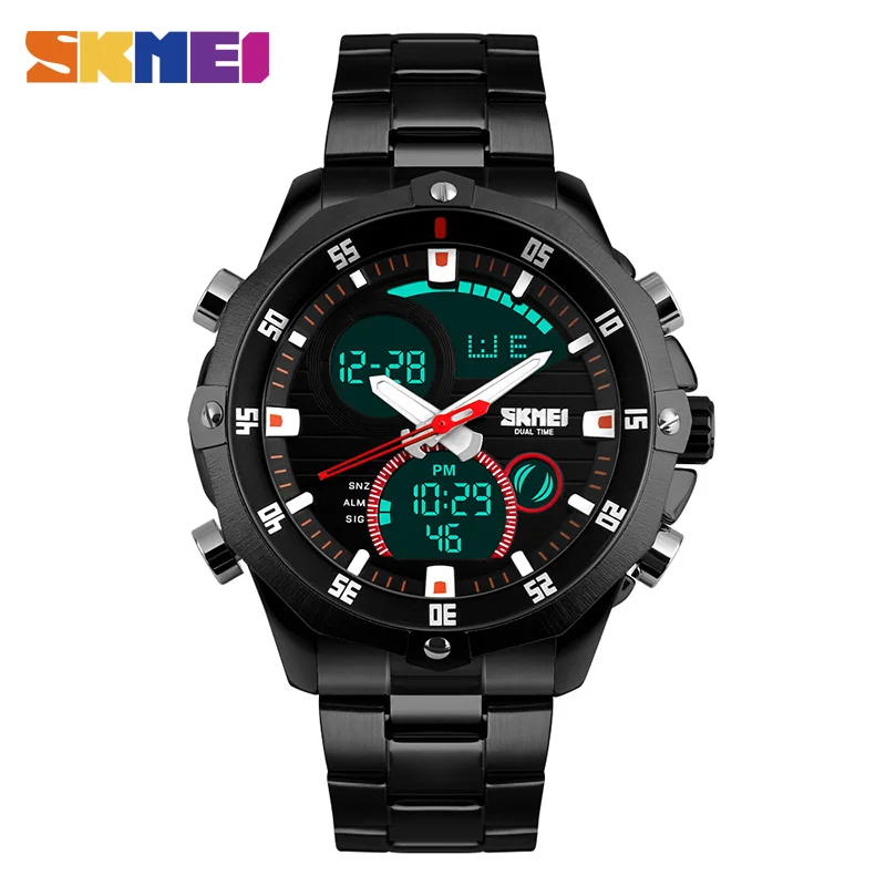 

SKMEI Men Luxury Casual Quartz Watches Double Time Digital Men's Watch Outdoor Sports 30M Waterproof Wristwatch Male Clock 1146