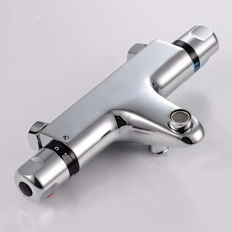 Billig Thermostat mischer Messing dusche Chrom Montage Wand Montieren Bad Mischbatterie 3 4 Zoll bsp kombiniert schlauch und unterstützung Bad therm
