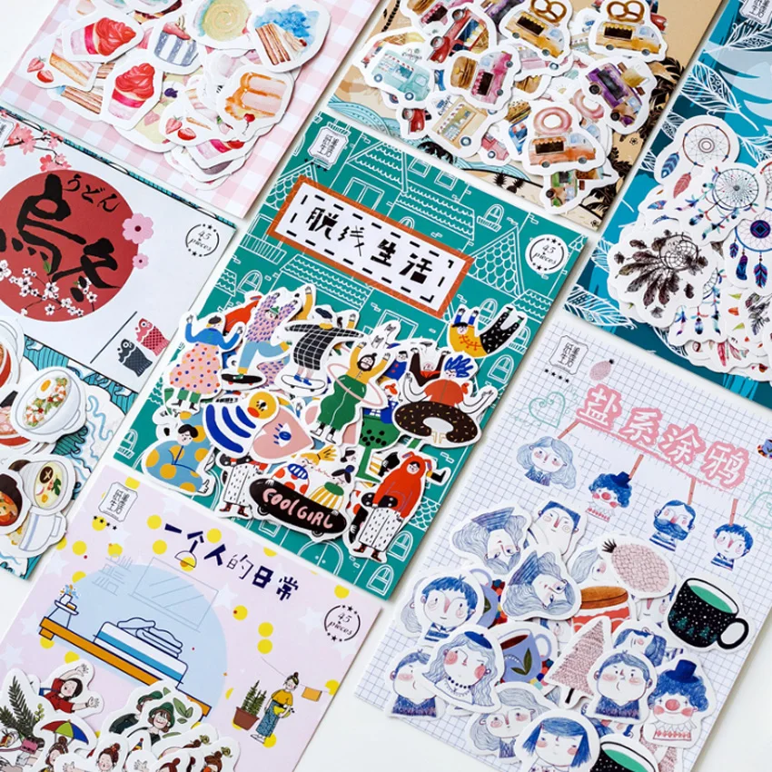 

45pcs/pack Japan Cute Diary Paper Label Sealing Adhesive Scrapbooking Decorative DIY Stickers