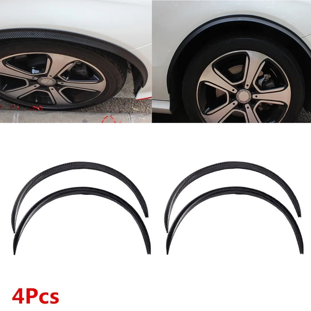 

4PCS Car Universal Wheel Eyebrow Trims Protector Arch Trim Lips Strip Fender Flare Protector Carbon Fiber Car Wheel Eyebrow