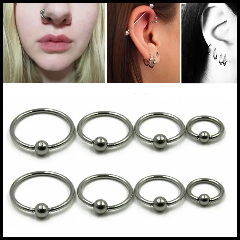1PC 316l Surgical Steel Captive Bead Ring Nose Septum Hoop Ear