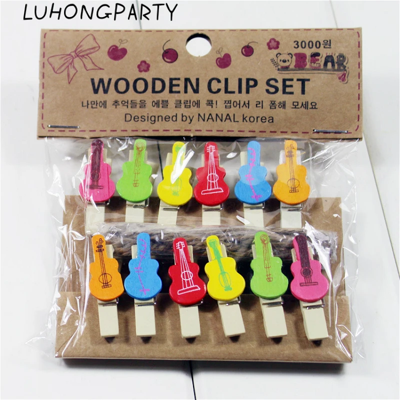 12pcs music guitar fashion wooden clothespin office supplies photo craft clips diy clothes paper peg party - Online Halloween Music 12pcs music guitar fashion wooden clothespin office supplies photo craft clips diy clothes paper peg party - Online Halloween Music