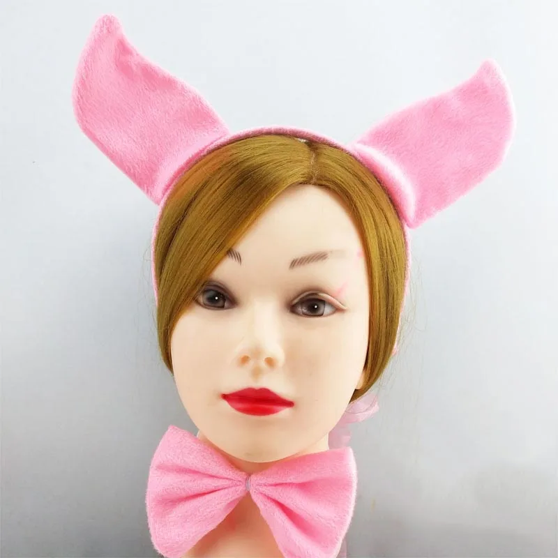 Pig Ears Headband Hairband Women Kid Animal Headband Cosplay Costume Tail Tie Paw Nose Props Halloween Christmas