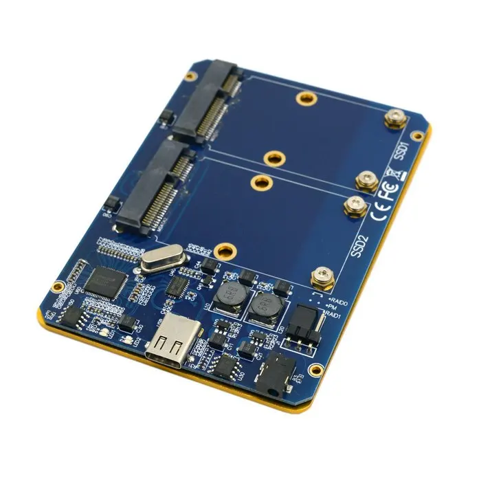  Cablecc Silber Farbe USB-C USB 3.1 Typ C zu Dual 50mm MSATA PCI-E SSD Gehäuse mit Raid Raid0 Raid1 