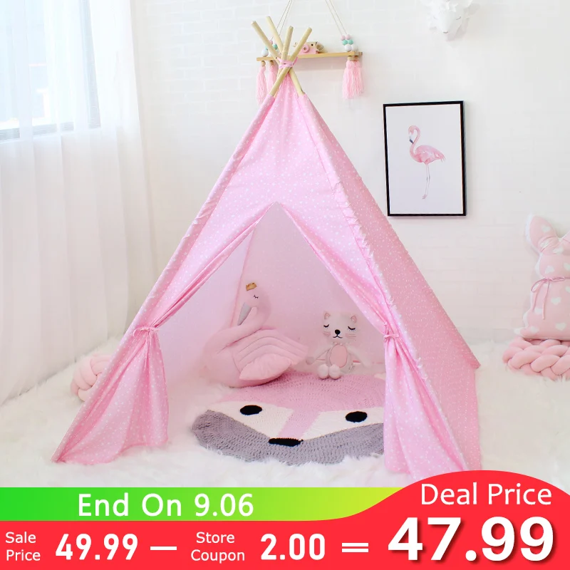 Кружевная палатка teepee детские игрушки в помещении игровая комната для детей Tipi девочек игровой домик детский холст игровой дом для детей Продукты 4 полюса