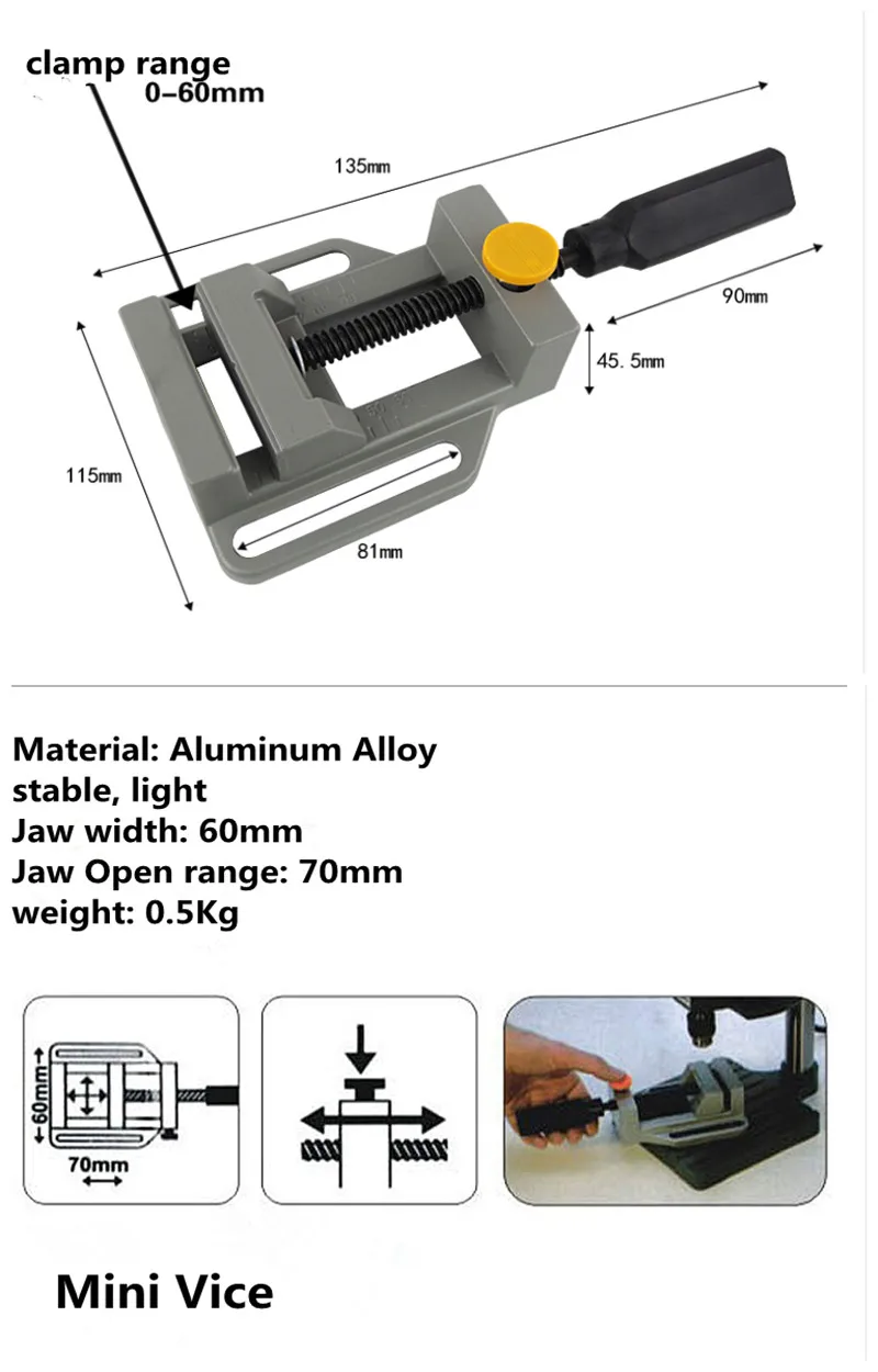 Дрель Пресс вице-, дрель Пресс тиски зажим, плоские Тип мини вице-0.5 кг