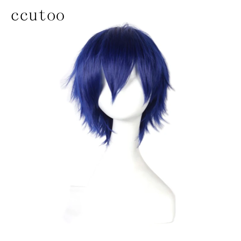 

ccutoo Blue Short Fluffy Layered 30cm Date A Live Shido Itsuka Synthetic Hair Cosplay Full Wigs Heat Resistance Fiber