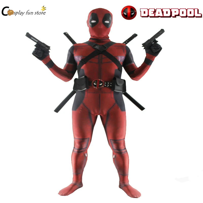 

3D Digital Print Lycra Superhero Cosplay Marvel Deadpool Custome Full Body Deadpool Halloween Cosplay Costume For Adult and Kids