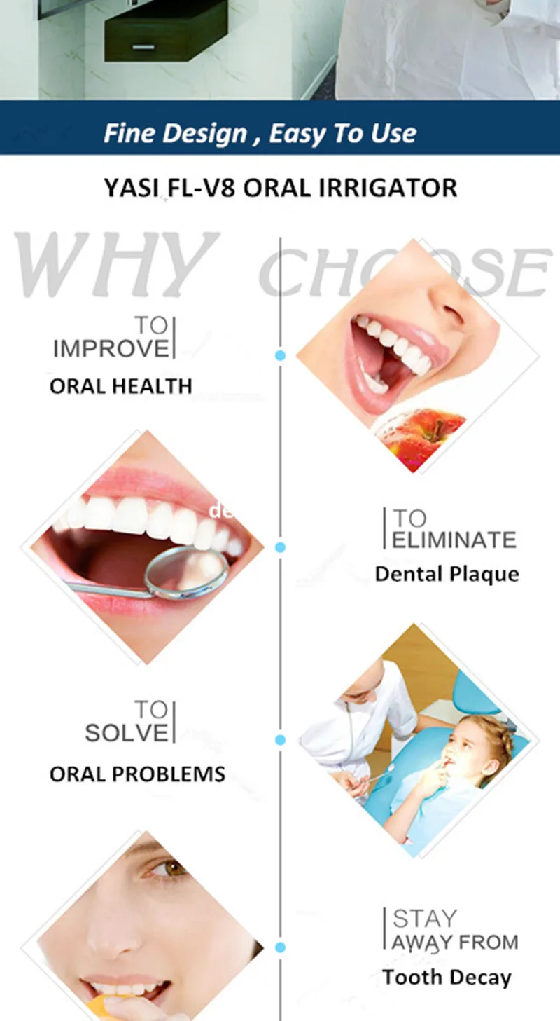 YASI FL-V8 бренд завод прямые дешевые перезаряжаемые портативный ирригатор для полости рта детальный водный Флоссер с 2 насадками