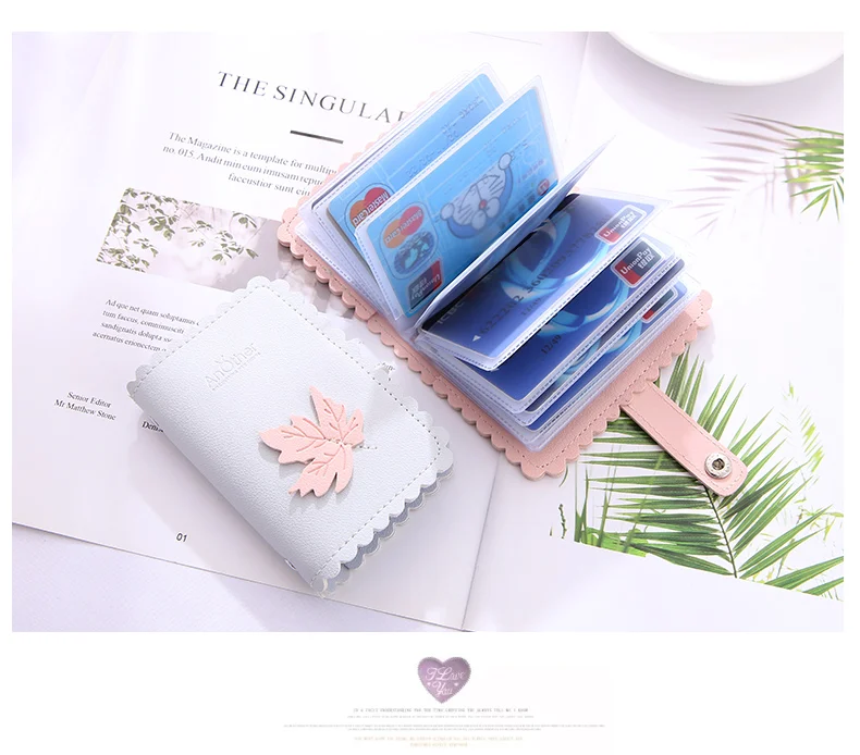 New Fashion and Simplicity Leaves 24 Slots Business Card Case Passport Cover Credit ID Bank Card Holder Wallet For Women