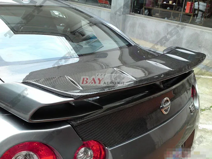GTR R35 Carbon Fiber Rear Wing Spoiler GT R Rear Trunk Boot Spoiler ...