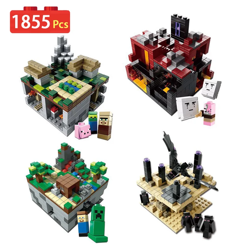 

Minecrafter Series Building Blocks Compatible LegoINGs My World Educational Nether field Construction Toy For Children bricks
