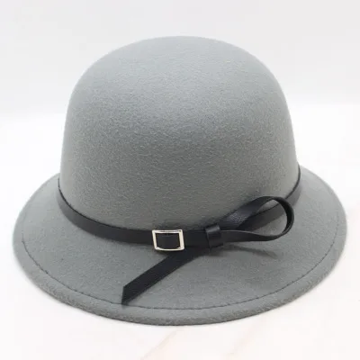 Ladies Cloche Winter Cap Soft for Girl Hats Trendy Derby Wool Bowler Fall Winter Warm Lovers Fedoras Princess Caps Chapeau Femme - Цвет: gray