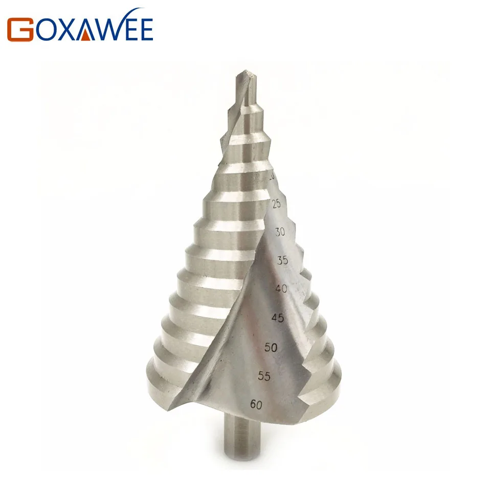 High Quality 6 60mm HSS4241 Spiral Groove Step Drill Bits Metric Unibit
