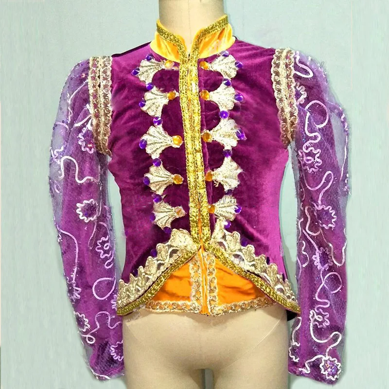 Custom Made Man Prince Purple Ballet Tunic Jacket,Prince Dance Costumes