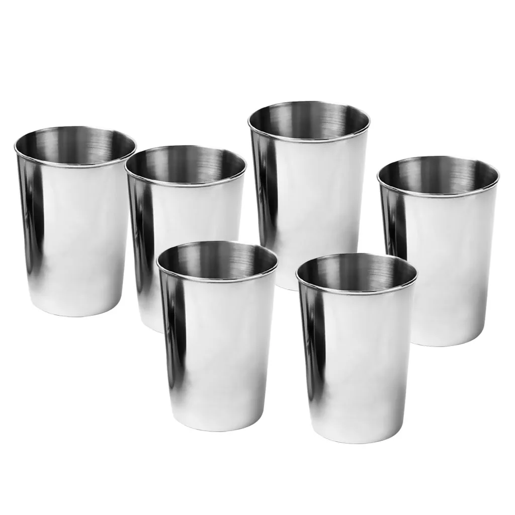 6 шт. стакан из нержавеющей стали Питьевая чашка для воды Stackable Stemless чайная кружка для домашнего использования вечерние гриль для пикника Пешие прогулки