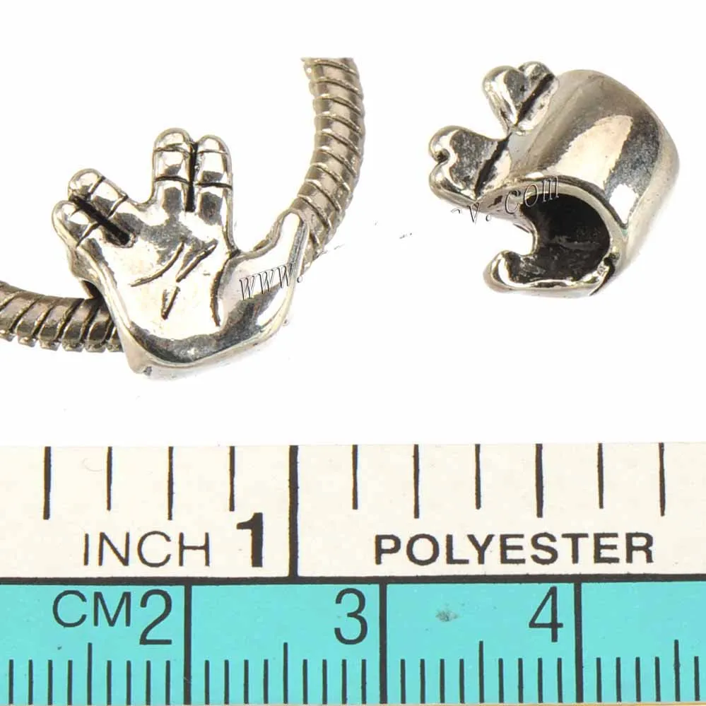 Charms Beads For Snake Chains Bracelet Silver Slide Hand Gesture Live Long And Prosper Alloy Jewelery Components 12*11*7mm 30pcs | Украшения