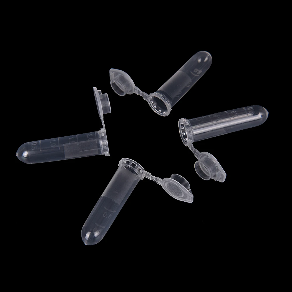 

100Pcs Centrifuge Tube Clear Plastic Vials Container Snap Cap For Laboratory Supplies 2ML
