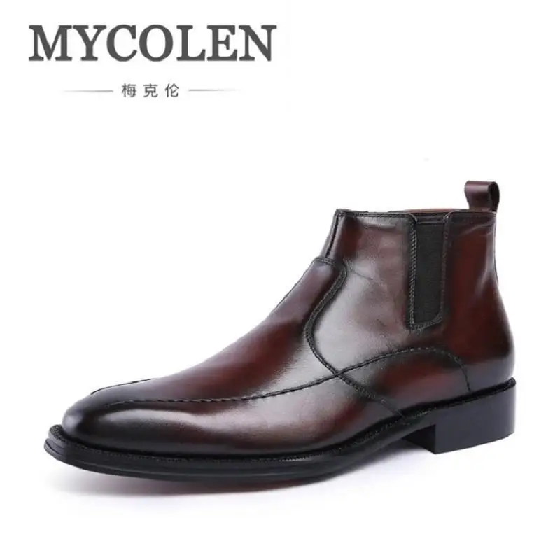 

MYCOLEN Luxury Brand Autumn Mens Boot Handmade Genuine Leather Brown Boots For Man 2017 Newest Winter Boots Men Sapato Masculino