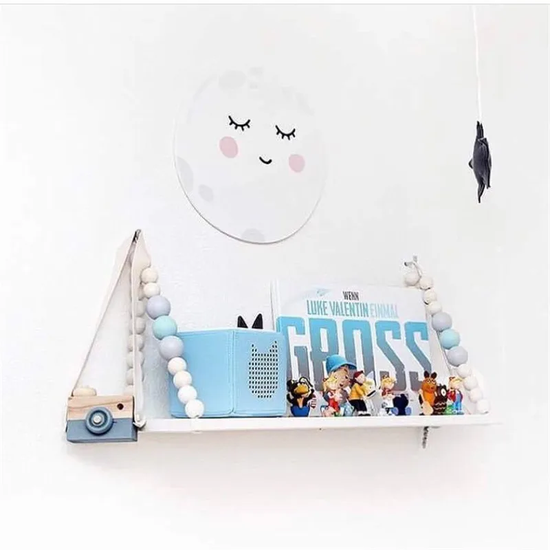 INS Nordic Wooden 3D Cloud Moon Ornaments Wall Sticker Baby Kids Room Decoration Sweet Dream Wood W